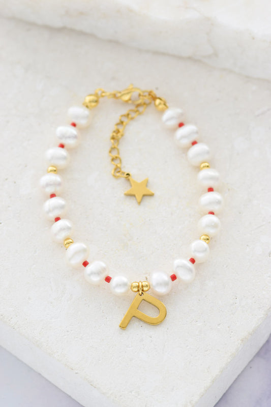 Pulsera perlas  iniciales