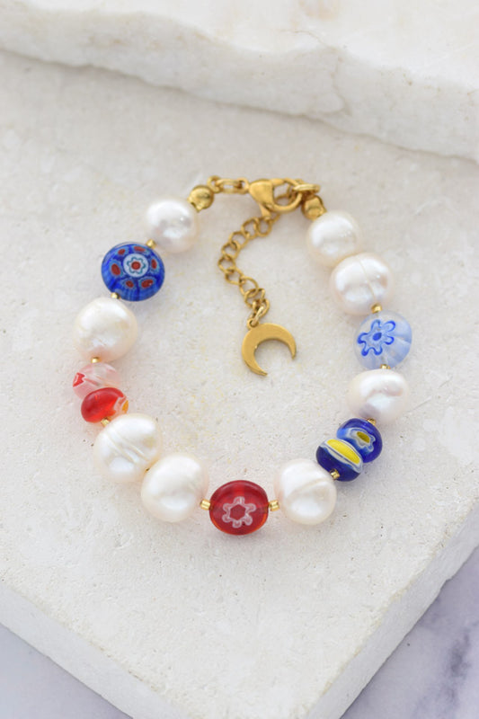 Pulsera perlas y murrina