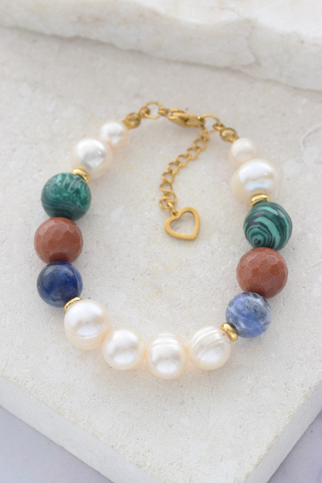 Pulsera perlas y piedras