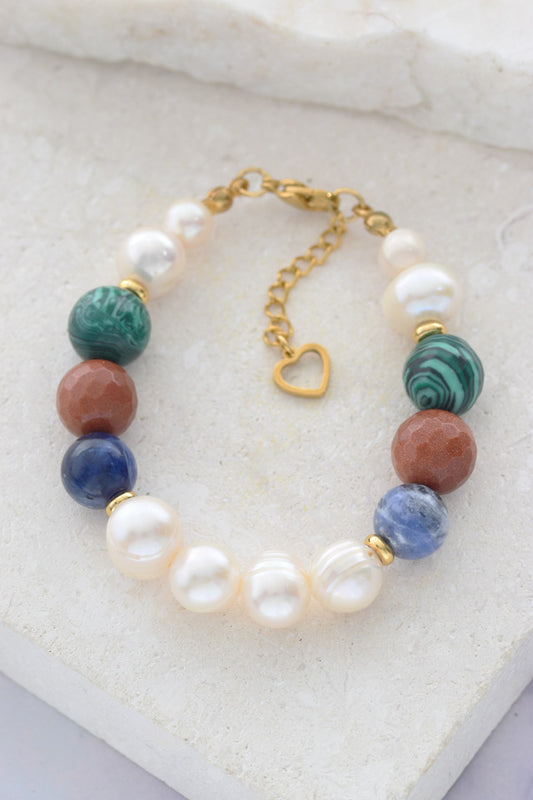 Pulsera perlas y piedras