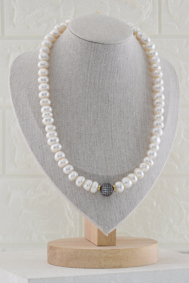 Collar Perlas Esfera Pavé